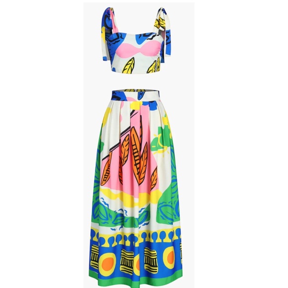 Commense multi-colored vacation skirt set - Picture 1 of 3
